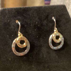 Hammered Goldtone and Silvertone Hoop Pierced Earrings